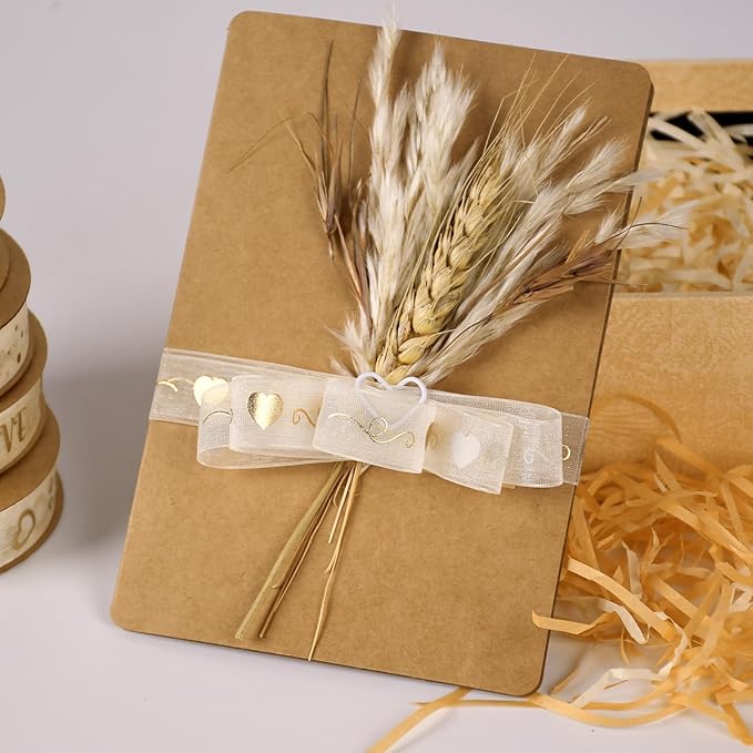 SAYUAN Gold Hearts Ribbon 5/8 Inch x 30 Yards Organza Ribbon with Gold Heart Pattern for Valentine's Day Birthday Christmas Gift Wrapping Handmade Crafts Floral Bouquet Wedding Party Decoration