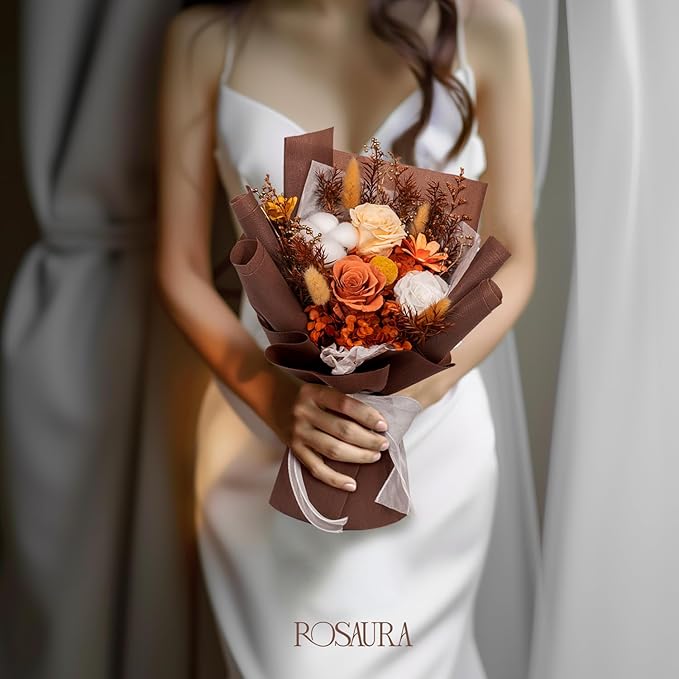 Rosaura Preserved Flowers Bouquets, Flowers for Delivery Prime, Forever Roses Bouquets Valentine's Day, Mother's Day, Christmas, Birthday Gifts (Brown)