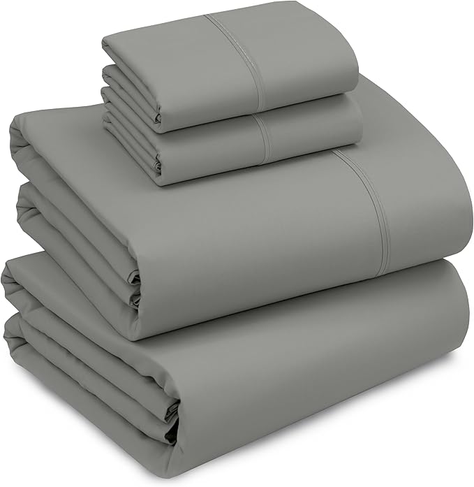 RUVANTI 100% Cotton Sheets Queen Size Set, 4 Pieces, Soft & Breathable Percale Weave Bedding, Deep Pocket 16", Hotel Standard, Crisp Cool Feeling, Durable, Perfect Dyed Bed Sheet, Dark Grey