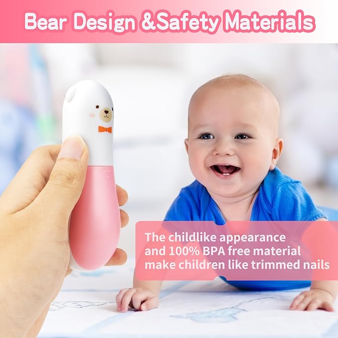Baby Nail Trimmer Electric,Baby Clippers, 6 in 1 File,Nail File Grooming Kit Manicure Set for Toddler or Adults (Pink-New)