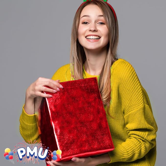 PMU Gift Wrap Mylar Roll Metallic Red 2-sided, 48 Inches X 50 Ft Roll 1.4 Mil Highly Reflective Mylar Film, Great for Gifts, Birthdays, Christmas, Baskets, Arts & Crafts