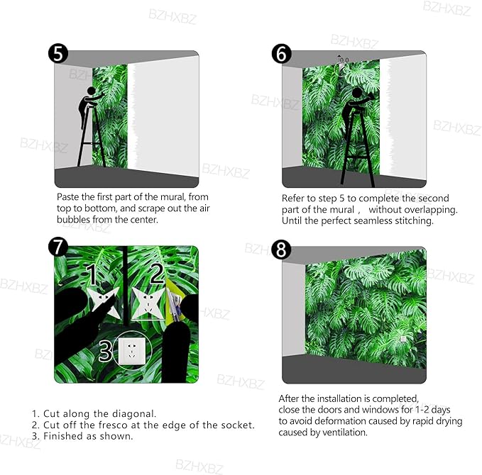 Tropical Botanical 3D Wallpaper Bedroom Green Leaf Plant Monstera murals Aesthetic Room Decor Living Room tv Background Large Wall Mural - 183"x120" Not Peel and Stick