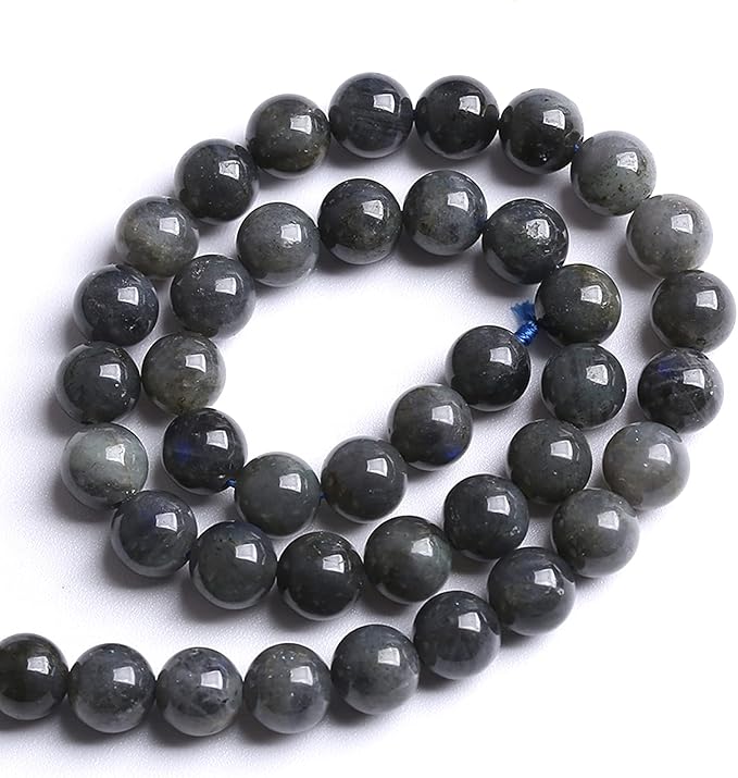 8MM 46PCS Natural Stone Black Labradorite Beads Crystal Loose Beads for Jewelry Making DIY Bracelet