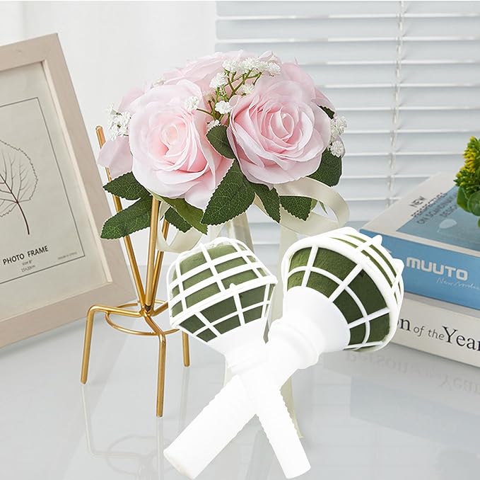Etetevntt 6 PCS Bouquet Holders Foam Floral Handle Handle Bouquet Holder for DIY Wedding Foam Bouquet Handle Flower Arrangement Wedding Bouquet Supplies