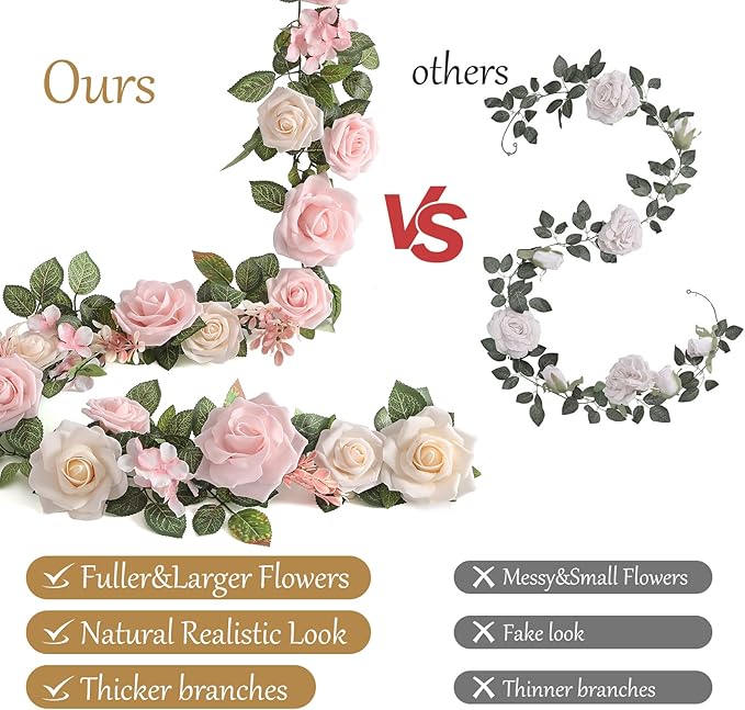 5FT Artificial Rose Flower Burgundy Fake Floral Garland for Wedding Ceremony Backdrop Arch Flowers Table Centerpieces Decorations