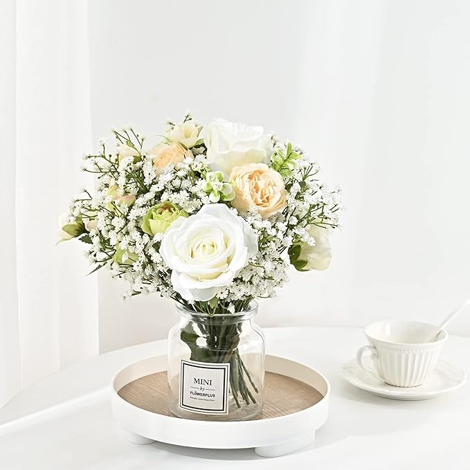 Yastouay Babys Breath Artificial Flowers, 30Pcs Fake White Babys Breath Flowers Artificial Bulk, Real Touch Faux Babies Breath Gypsophila Bouquet for Wedding Floral Arrangement Party Decor