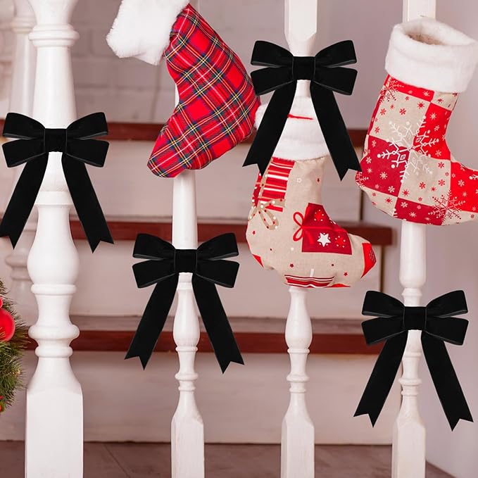 10 Yards Black Velvet Ribbon 1 Inch for Christmas Tree,Velvet Christmas Ribbon for Gift Wrapping Crafts Bow Wreath Holiday Decorations (Black)