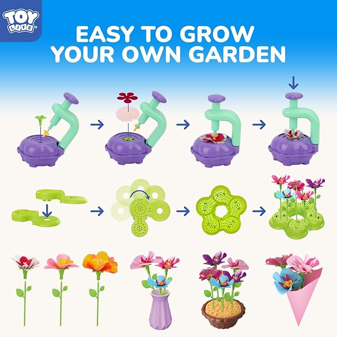 TOY Life Crafts for 3 4 5 6 7 8 Year Old Girls - DIY Fabric Flowers Bouquet Craft Kit for Kids – Art and Craft Kits for Kids Ages 4-8 | Educational Birthday Gifts for 3 4 5 6 7 8 Years Old Girls