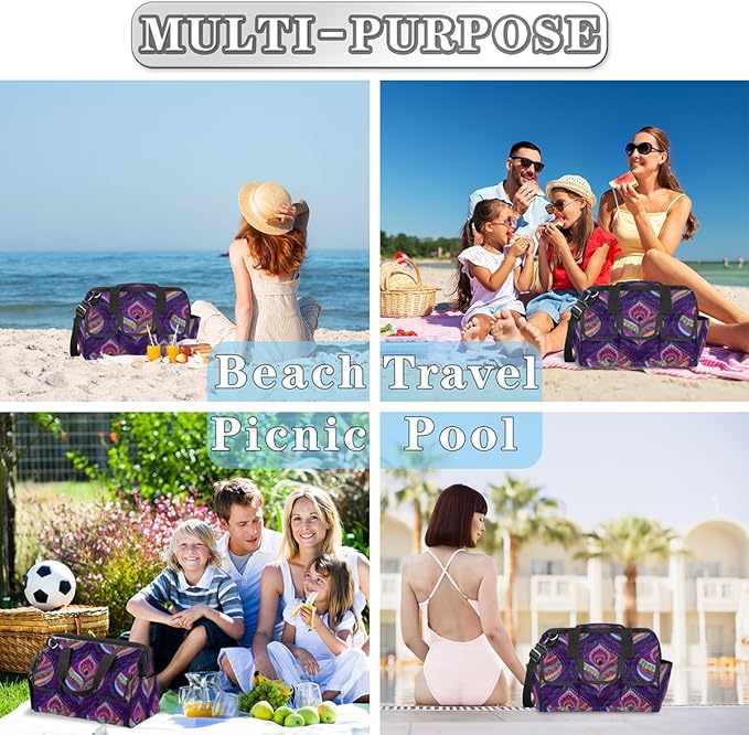 Purple Paisley Tool Bag for Men Women Multi-Pockets Wide Mouth Tool Storage Bags 14.8 Inch Waterproof Heavy Duty Tool Bag Organizer for Electrician Mechanic Plumbers Handymen