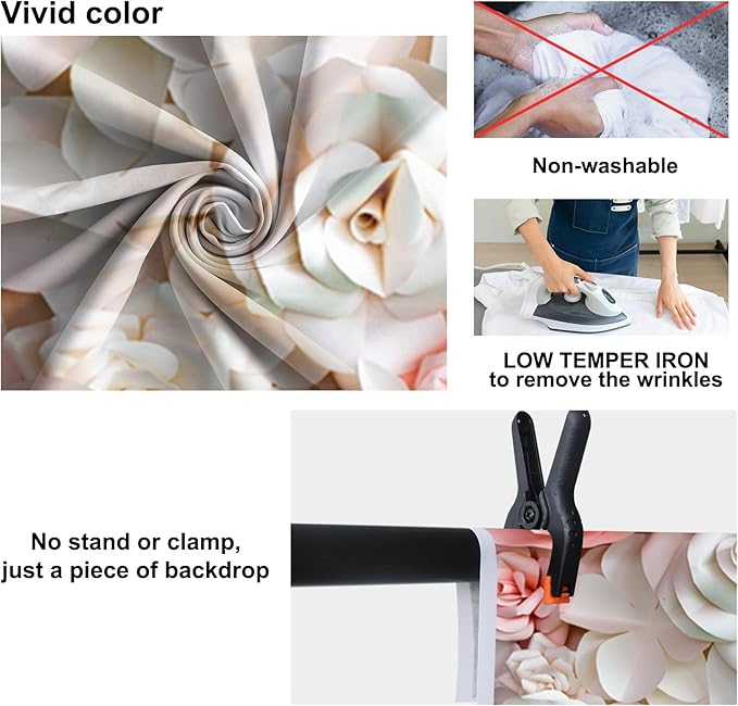Baocicco 10x6.5ft Pink and White Paper Flowers Background Photography Backdrop Paper Flower Wall Gorgeous Wedding Flower Backdrops Beautiful Bride Baby Newborn Kids Background Props Portraits Booth