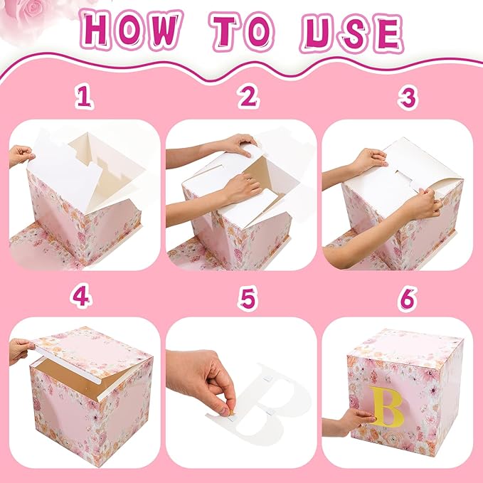 Wildflower Party Boxes, Baby in Bloom Boxes with Letters for Baby Shower Floral Wildflower Birthday Party Decorations Supplies Favors.(4PCS)