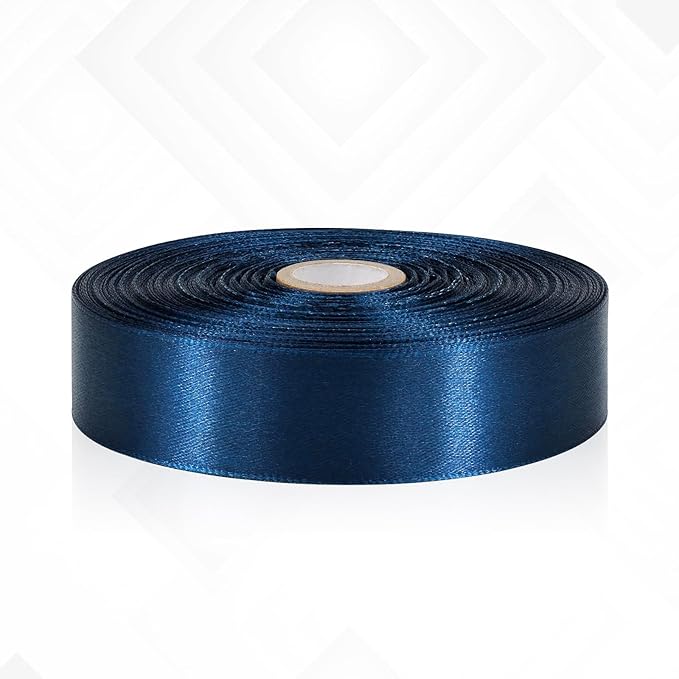 Navy Blue Satin Ribbon 1 Inch 60 Yards, Solid Polyester Fabric Ribbon for Crafts, Gift Wrapping, Birthday Party, Flower Bouquet, Bows, Wedding and Festival Decor