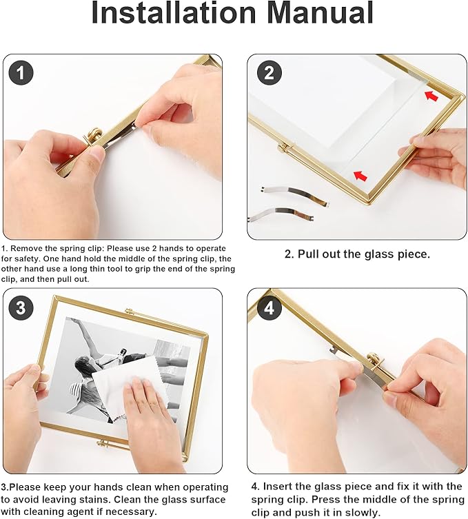 Gold Picture Frame Set - /w 68 Pcs Dried Flowers and Tweezer - Double Glass Frame for Pressed Flowers, Pressed Flower Frames for Handicrafts, Photo or Other Flat Items.