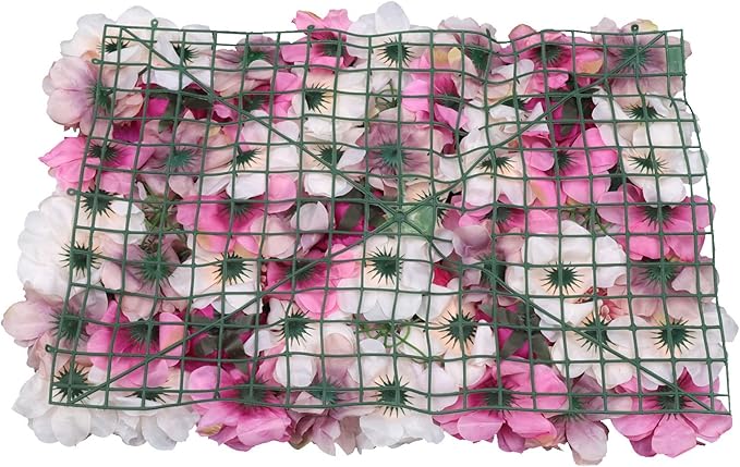 JJIESHENG Flower Wall Panels 3D Flower Wall Backdrop, 6Pcs Flower Wall Backdrop Floral Wall Artificial Flower Background Silk Rose Decor Faux for Wedding Home Decoration (Fuchsia, 23.6 * 15.7in)