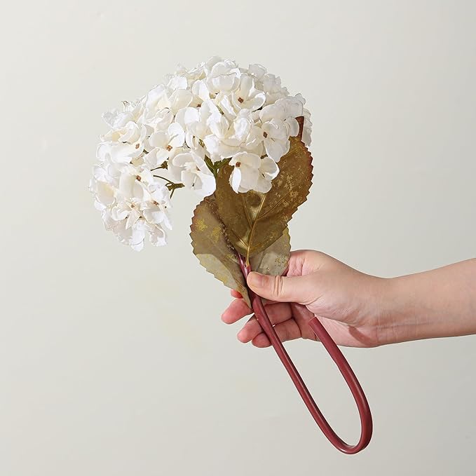 White Dried Hydrangea Flowers Artificial, Faux Fall Floral Stems for Home Decor, Wedding, Vase Fillers (White)