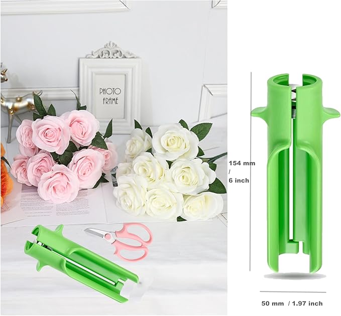 2Pcs Rose Stripper Thorn Remover Set,Include 1pcs Stripper Tool & 1pcs Flower Scissors,Rose Stem Thorn Leaf Stripping Tool for Professional Florist Home Shop Gardening Floral Arrangements