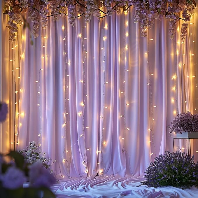 30x10ft Wrinkle Free Lavender Backdrop Curtain for Parties Soft Fabric Drapes Wedding Curtain Backdrop for Birthday Party Decorations Background for Photography 5x10ft,6 Panels