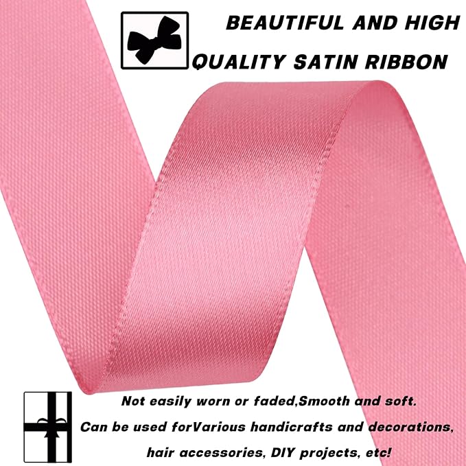 7/8 Inch 30 Yards Rose Gold Satin Craft Ribbon-Single Face Polyester Ribbon for Handmade Roses,Gift Wrapping,Timeless Flower,Bouquets,Wedding and Party Decoration