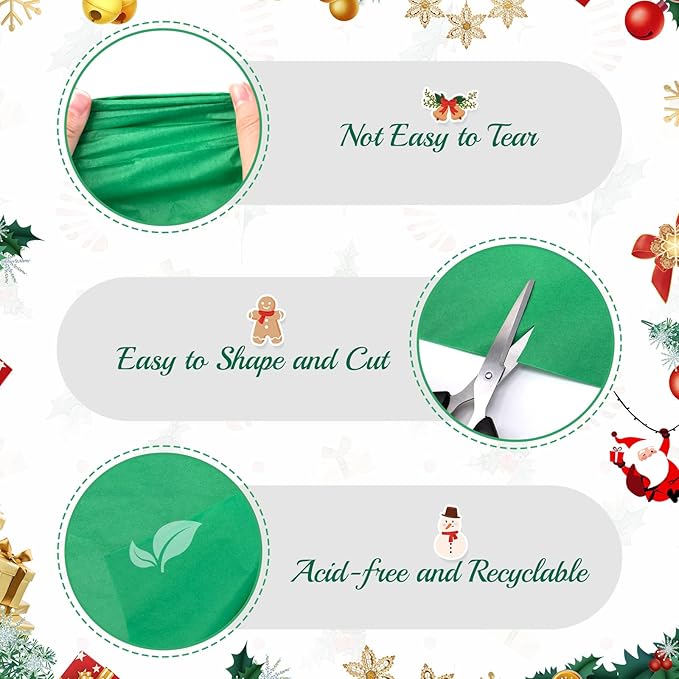 Simetufy Christmas Tissue Paper for Gift Bags, 360 Sheets 20 x 30 Inches Christmas Tissue Paper Sheets Bulk, Red Green and White for Gift Wrapping, Crafts, Birthday, Holiday Decor and DIY