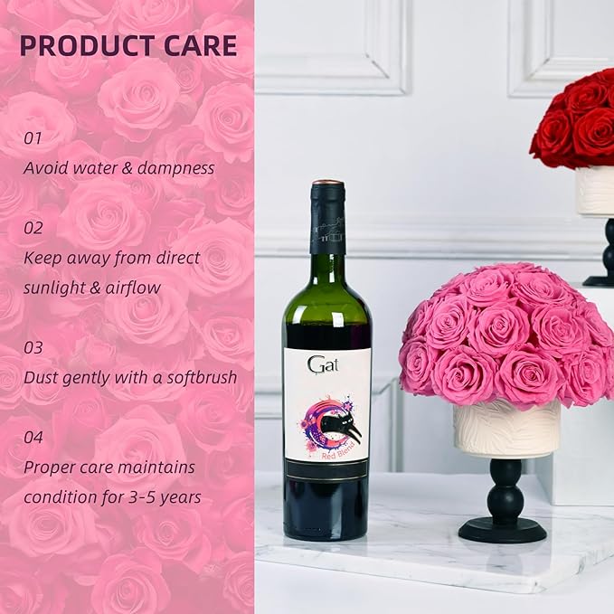 Luxury Preserved Flowers Blooms with Ceramic Base, Mushroom Shape Forever Eternal Natural Rose Gift Box for Home Table Decoration, Girlfriend Wife family Valentines Mothers Day Birthday (Pink)