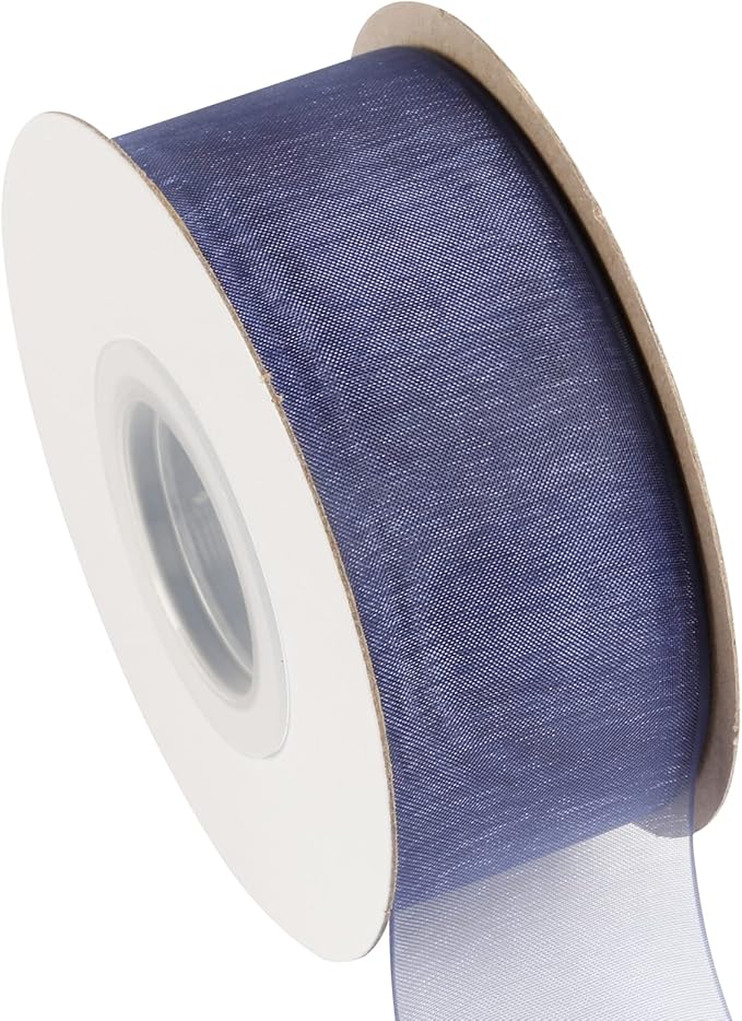 1-1/2 Inch Navy Shimmer Sheer Organza Ribbon Sheer Chiffon Ribbon 50 Yards-Roll Multiple Colors Available for Gift Wrapping Wedding Events Christmas Décor