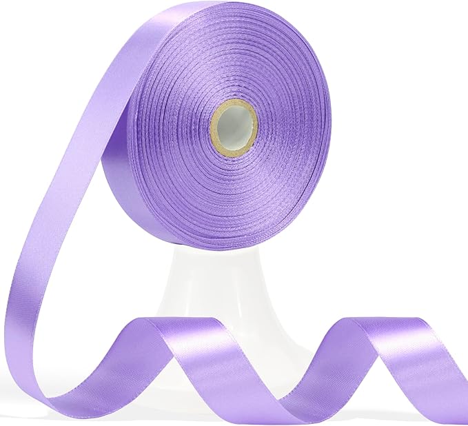60 Yards Lavender Satin Ribbon 7/8 Inch, Lavender Purple Polyester Fabric Ribbon for Gift Wrapping, Crafts, Flower Bouquet, Wedding, Baby Shower, Festival, Christmas