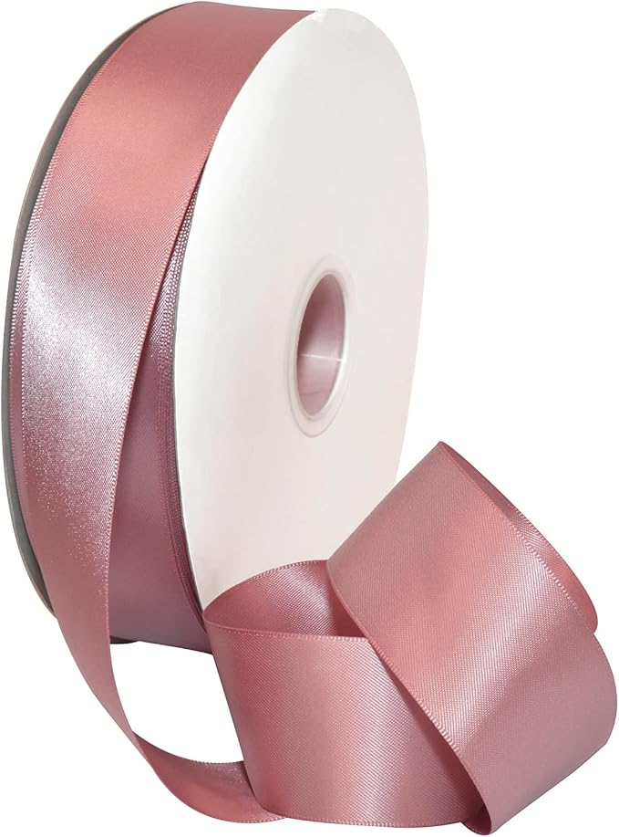 Morex Ribbon Double Face Satin Ribbon, 1.5 inches by 50 Yards, Rosy Mauve, Silk Ribbons for Gift Wrapping, Birthday Gifts, Satin Dress for Women, Crafts, Wedding