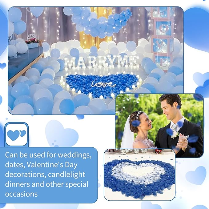 3300 PCS Artificial Fake Rose Petals,Flower Petals,Romantic Nightfor Her/Him Set,Wedding, Engagement, Party, in Bulk Flower Decorations(Dark Blue)