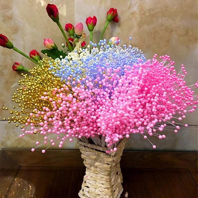 XINHUIDALSQ 100Pcs Bridal Wedding Pearl Bouquet Party Decoration Pearl String Beaded Garland – Beads Garlands Wedding Party Decoration DIY Accessories for Christmas (Silver)