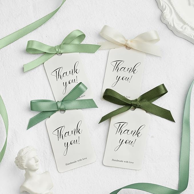 3/8 Inch Green Satin Ribbon, 4 Rolls Total 40 Yards, Double Faced Mixed Green Thin Ribbon for Gift Wrapping, Flower Bouquets, Crafts, Wedding Christmas Decorations