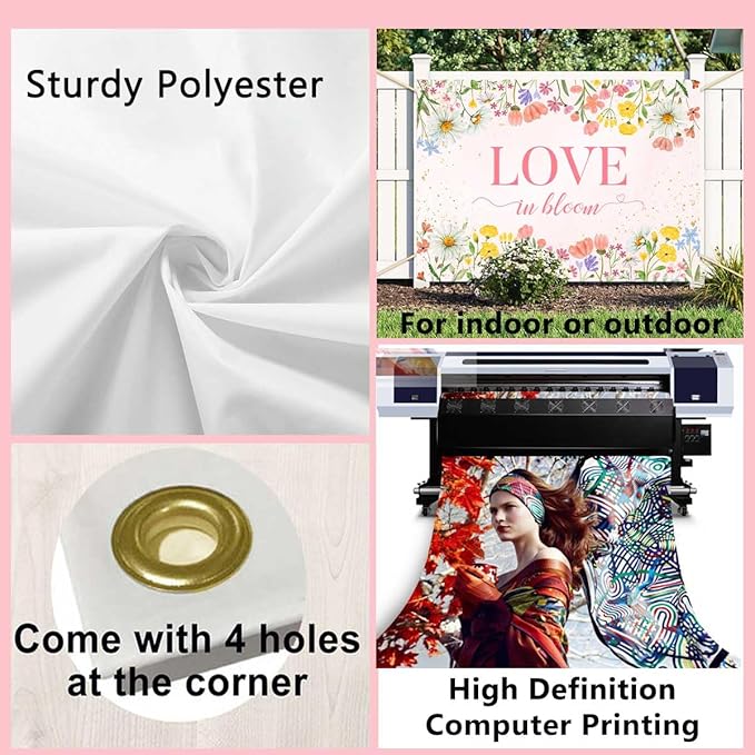 Sensfun Love in Bloom Bridal Shower Decorations Wildflower Wedding Shower Backdrop Pink Love in Bloom Engagement Party Background Spring Floral Wedding Bachelorette Party Decorations Supplies 7x5ft