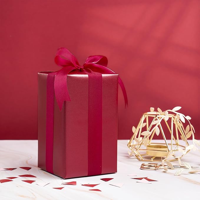 RUSPEPA Burgundy Matte Wrapping Paper, Mini Roll, Wine Red Solid Color Pearly-luster Paper Perfect for Christmas, Wedding, Birthday, Valentine's Day, Baby Shower, Anniversary, 17 Inches X 32.8 Feet