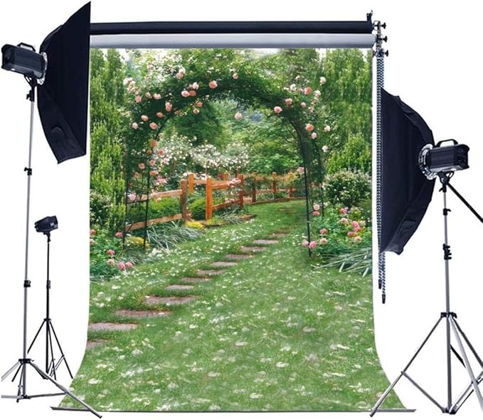AOFOTO 10x15ft Wedding Archway Backdrop Romantic Garden Flowers Photography Background Beautiful Floral Pergola Pathway Bride Lovers Woman Girlfriend Artistic Portrait Decoration Photo Studio Props
