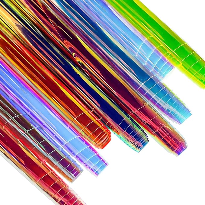 ONEART | 16 Gauge Holographic Iridescent Plastic Vinyl, 16"x54" Solid Vinyl Fabric-Opaque Blue