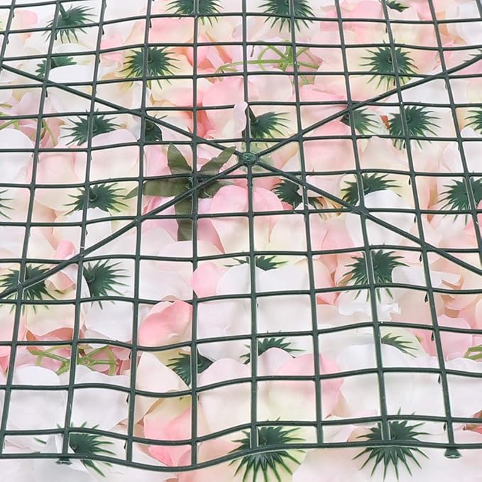 4Pcs 23.62"x 15.74" Artificial Flower Wall Panels,Flower Wall Mat Silk Flower Panels for Outdoor Garden Backyard Fence Fence Privacy Screen and Indoor Wall Decor(Light Pink,4Pcs)