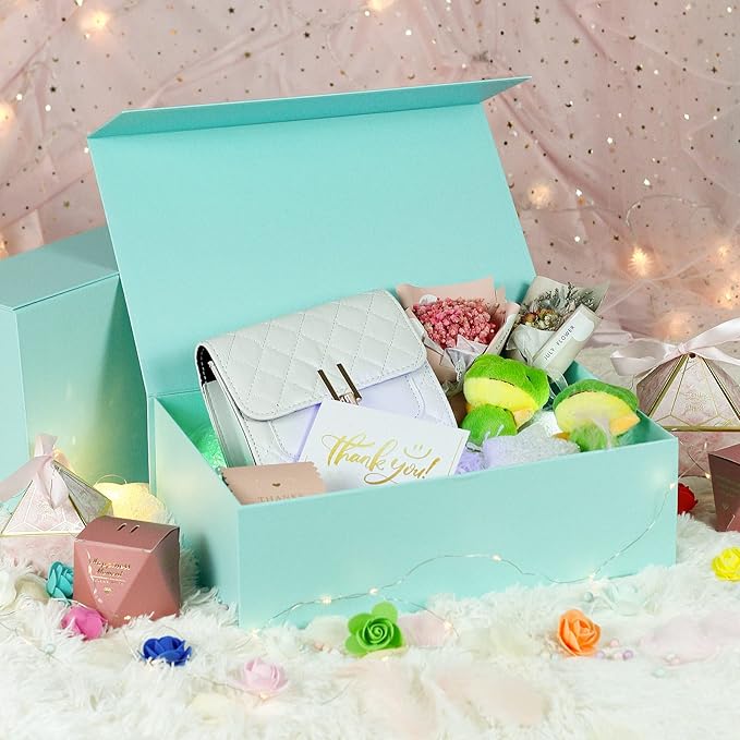 Luxury Large Gift Box 13.8"x9"x4.3" Storage Box Ribbon Magnetic Closure for Luxury Packaging Box for Mother's Day, Birthdays, Bridal Gifts,Weddings