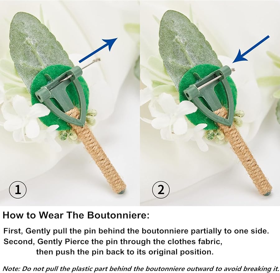 Meldel Dusty Blue Corsage and Boutonniere Set, Rose Boutonniere for Men, Prom Flower Wrist Corsage Bracelets, Homecoming Corsages Wristlet, Men Boutonnieres for Wedding Flowers Accessories Prom Suit