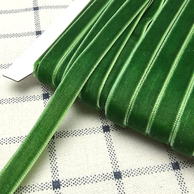 Chenkou Craft Christmas Green 25 Yards 3/8" Velvet Ribbon Lots Bulk (Green, 3/8"(10mm))