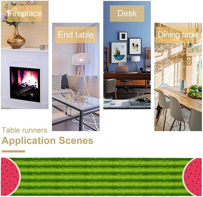 Watermelon Table Runner,Summer Fruit Tropical Birthday Party Decoration Dining Room Home Kitchen Table Decor 13 x 36Inches