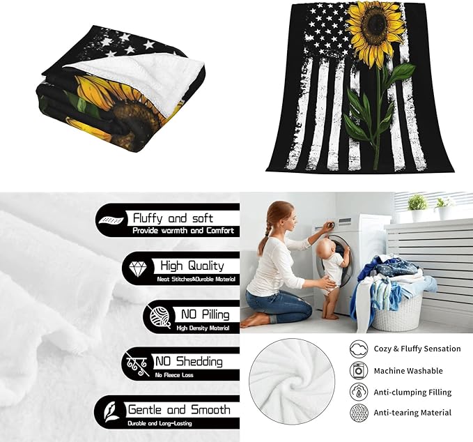 Sunflower Gifts Blankets for Women, Sunflower Throw Blankets for Womens, Fleece Throw Blankets 50x60 in, Gifts for My Wife Girlfriend Mom Birthday (Sunflower Throw Blankets, 60"Γ50β)