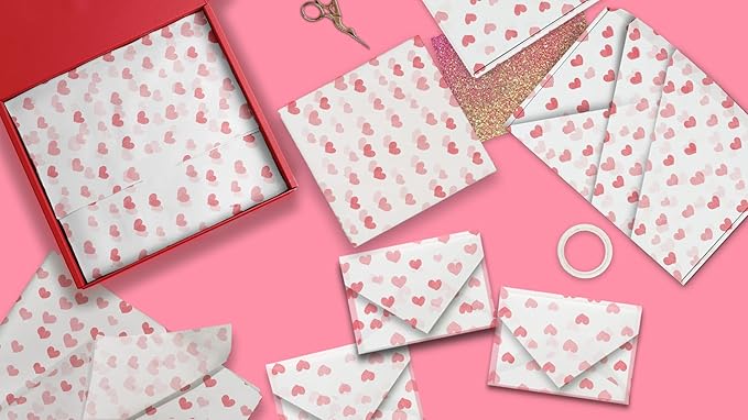 Pro Supply Global Fading Hearts Printed Tissue Paper for Valentine's Day Gift Bags or Boxes and Wrapping - Bulk Decorative Art Tissue Paper for Packaging and Gifting | 24 Sheets 20" x 30"