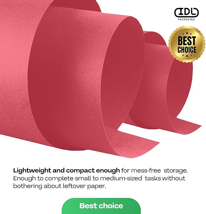12" x 1200" (100 ft) Christmas Red Kraft Paper Roll, Pack of 2 - USA-Made Quality Craft Paper for Gift Wrapping, Kids' Arts & Crafts, School Projects - Natural Material 50lb Thickness by IDL Packaging