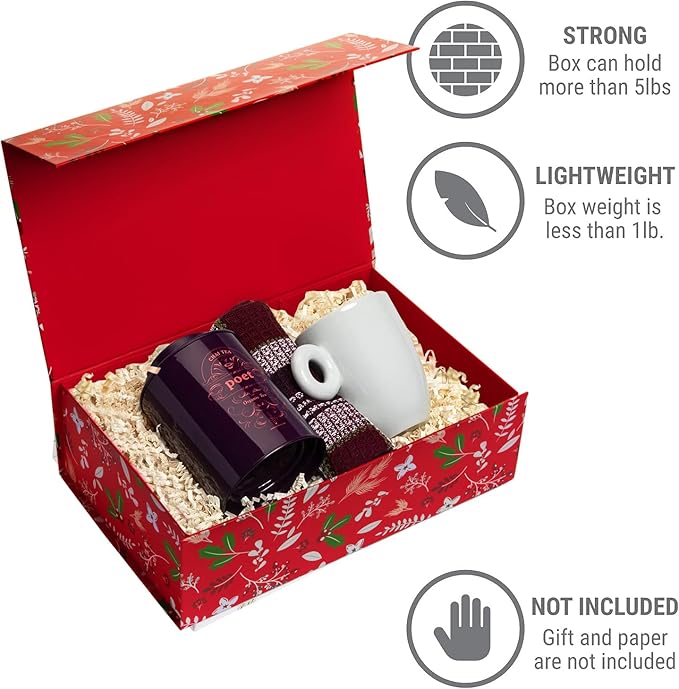 Christmas Gift Box with Magnetic Lid 3-Pack | Red Decorative Gift Boxes for Presents, Holiday Gifts, Treats, Ornaments, and Keepsakes. 11.5" x 7.5" x 3.5"