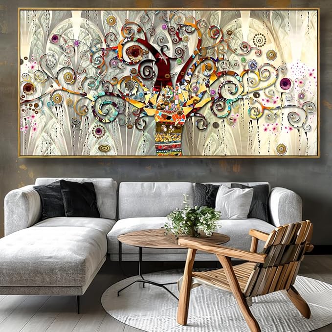 Wall Art Abstract Art Paintings Tree of Life Posters Prints Landscape Picture Colorful Modern Canvas Painting for Living Room Bedroom Office Large Decor 20"x40" with Framed