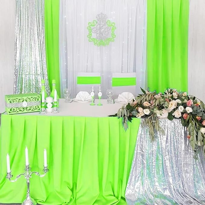10 x 10 Feet Light Green A Backdrop Curtain for Partie, Background Curtains for Photoshoot, Birthday, Wedding, Halloween, Thanksgiving, Christmas, New Year Party Decorations 5Ft x 10Ft, 2 Panels