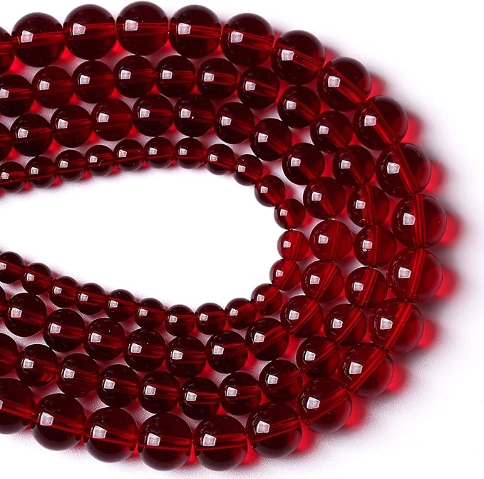 4MM 90PCS Garnet Red Glass Crystal Spacer Loose Beads for Jewelry Making DIY Bracelet 15 Inches 1 Strand
