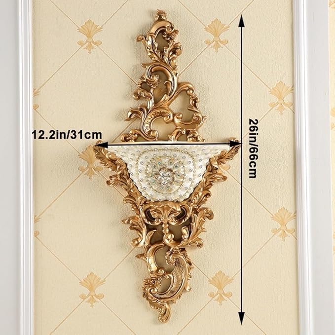 European-Style Resin Wall Mount Vases with Artificial Flowers Arrangements Bouquets for Living Dining Room Table Centerpiece Bedroom Office Hotel Home Decoration Tall Decorative Face Flower Vase(B)