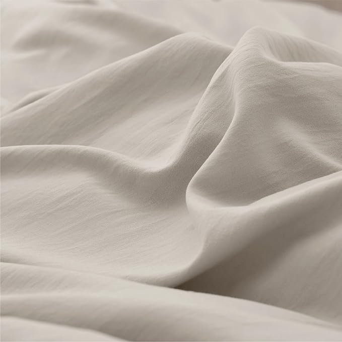 Bedsure Duvet Cover Twin/Twin XL Size - 2 Pieces Prewashed Cotton-Like Extra Soft Bedding Set, Includes 1 Twin Duvet Cover 68x90 Inches with Zipper Closure & 1 Pillow Sham, Linen, No Comforter