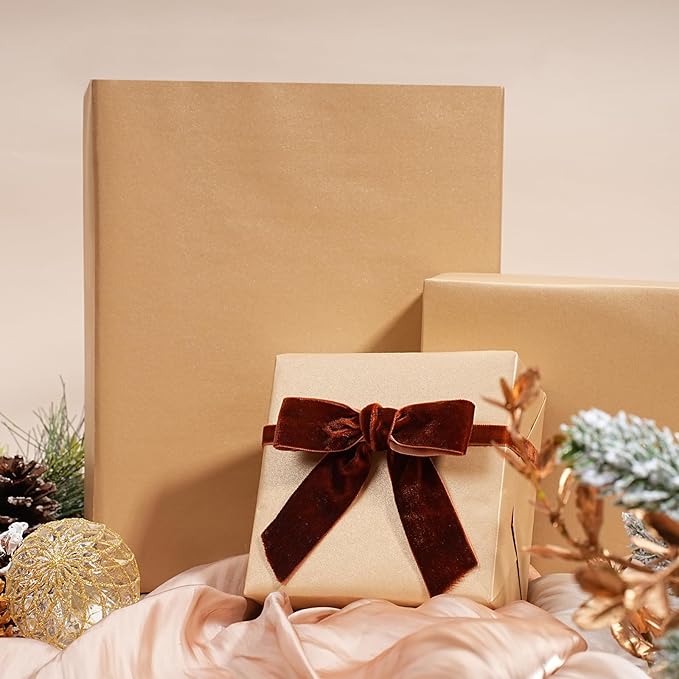 LaRibbons Gold Wrapping Paper, Mini Roll-17 Inch x 33 Feet, Christmas Gift Wrap Paper Rolls, Perfect for Holiday, Wedding, Valentine's Day, Birthday Presents