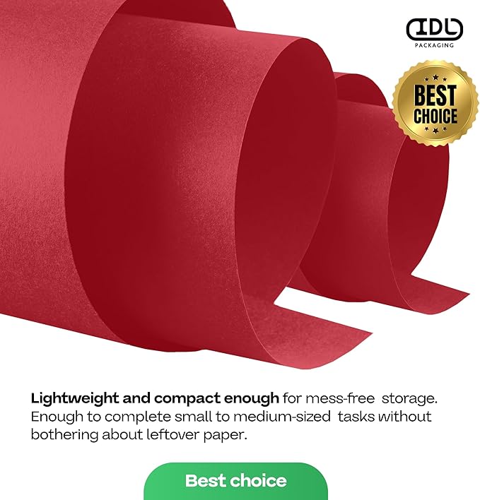 Christmas Red Kraft Paper Roll 36" x 1200" (100 feet) with Cutter - USA-Made Wrapping Paper for Packing, Moving, Shipping & Crafts/Arts - 100% Recyclable Natural Craft Material by IDL Packaging